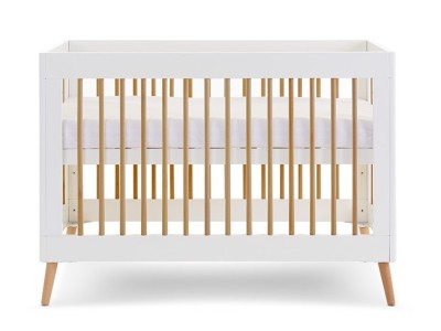 Obaby Maya Mini Cot Bed - White with Natural | Baby Snooze