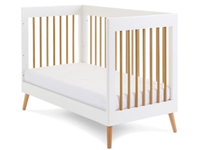 Obaby Maya Mini Cot Bed - White with Natural | Baby Snooze