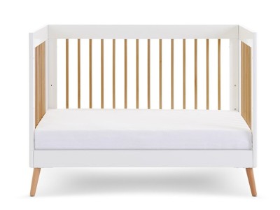 Obaby Maya Mini Cot Bed - White with Natural | Baby Snooze