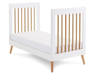 Obaby Maya Mini Cot Bed - White with Natural | Baby Snooze