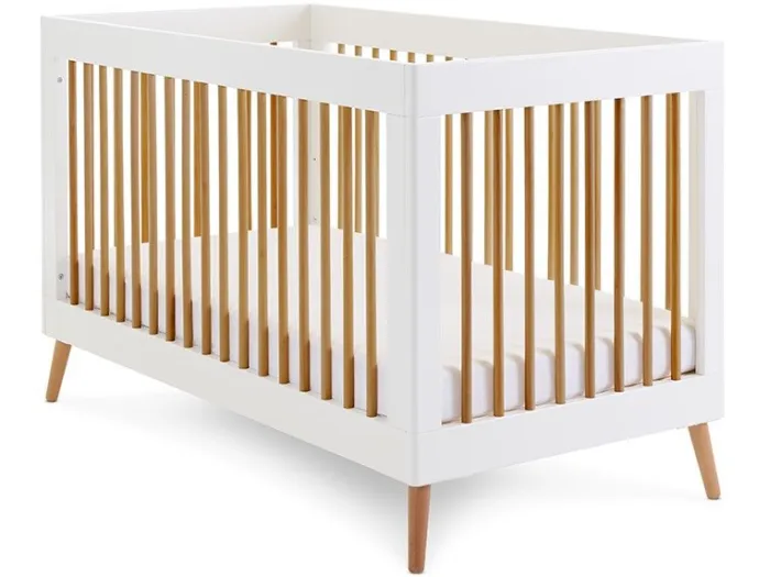 Obaby Maya Cot Bed - White with Natural | Baby Snooze