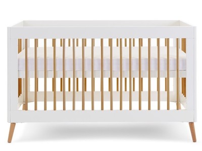 Obaby Maya Cot Bed - White with Natural | Baby Snooze
