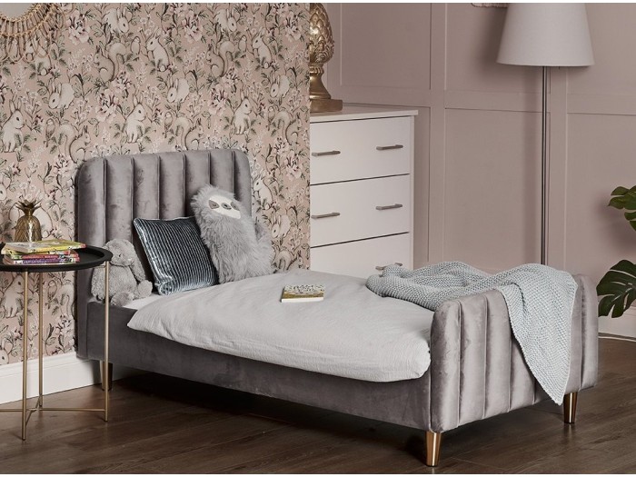 Obaby Gatsby Velvet Toddler Bed - Velvet Grey | Baby Snooze