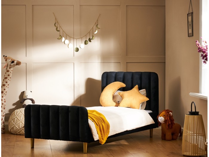 Obaby Gatsby Velvet Toddler Bed - Velvet Black | Baby Snooze