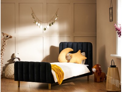 Obaby Gatsby Velvet Toddler Bed - Velvet Black | Baby Snooze