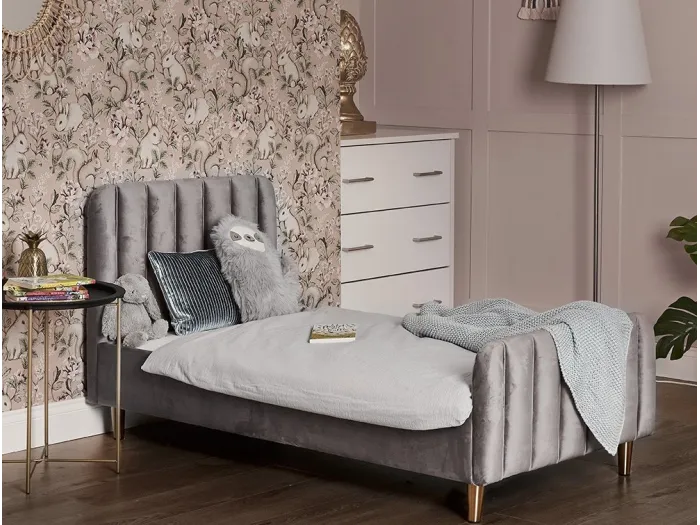 Obaby Gatsby Velvet Single Bed - Velvet Grey