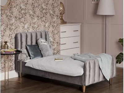 Obaby Gatsby Velvet Single Bed - Velvet Grey | Baby Snooze