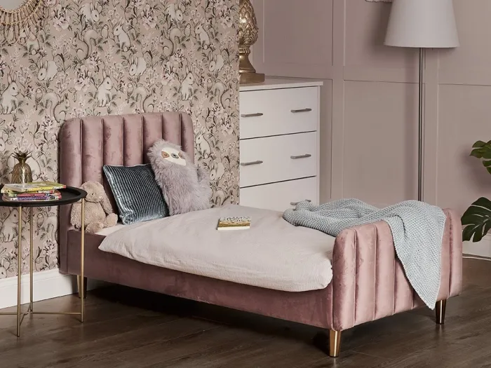 Obaby Gatsby Velvet Single Bed - Velvet Pink