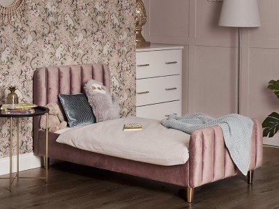 Obaby Gatsby Velvet Single Bed - Velvet Pink | Baby Snooze