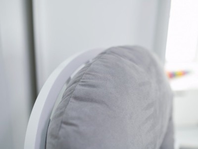 Obaby Reclining Glider Chair And Stool in White with Grey Cushion