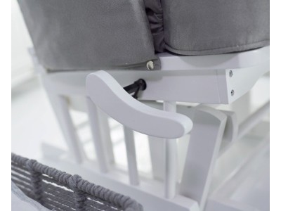 Deluxe Reclining Glider Chair And Stool in White with Grey Cushion