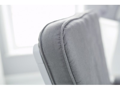 Deluxe Reclining Glider Chair And Stool in White with Grey Cushion