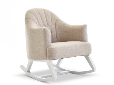 Round Back Rocking Chair - White with Oatmeal Cushions | Obaby