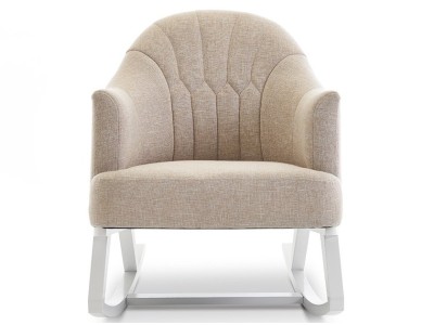 Round Back Rocking Chair - White with Oatmeal Cushions | Obaby