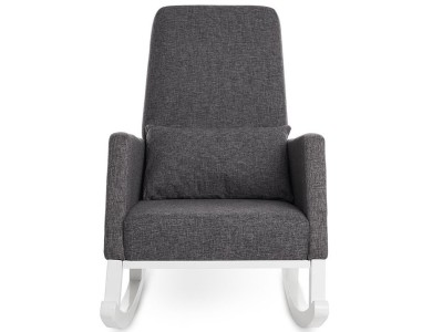 Obaby High Back Rocking Chair in White with Grey Cushions
