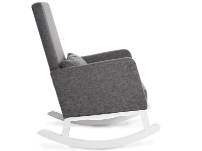 Obaby High Back Rocking Chair in White with Grey Cushions