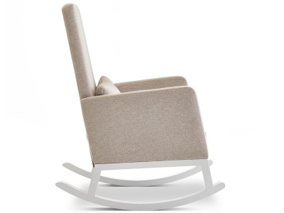 Obaby High Back Rocking Chair in White with Oatmeal Cushions