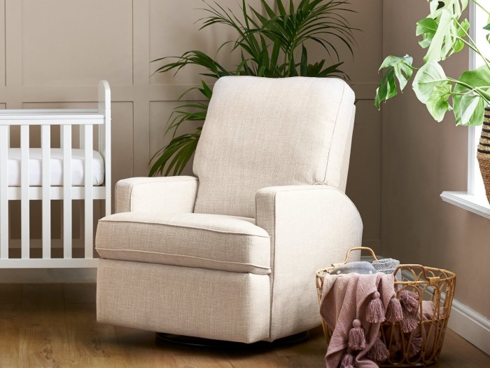 Obaby Madison Swivel Glider Recliner Chair in Oatmeal