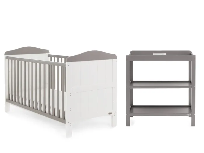 Whitby 2 Piece Room Set - White with Taupe Grey | Obaby