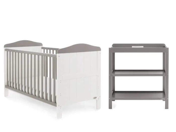 Obaby Whitby 2 Piece Room Set - White with Taupe grey
