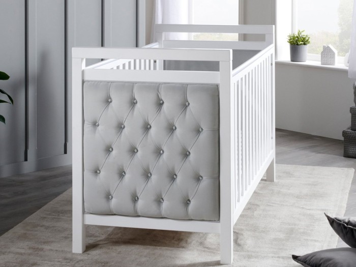 Babymore Velvet Deluxe Cot Bed – White | Baby Snooze