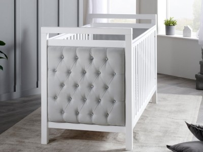 Babymore Velvet Deluxe Cot Bed – White | Baby Snooze