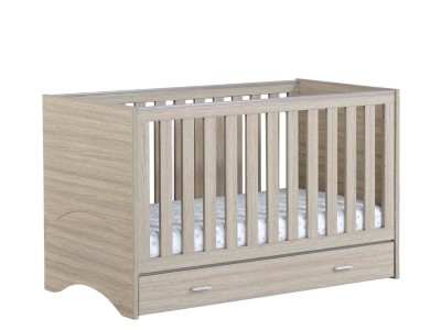 Babymore Veni Cot Bed With Drawer - Oak | Baby Snooze