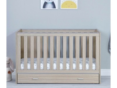 Babymore Veni Cot Bed With Drawer - Oak | Baby Snooze