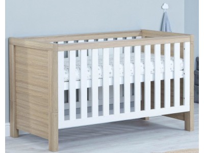 Babymore Luno Cot Bed – Oak White | Baby Snooze