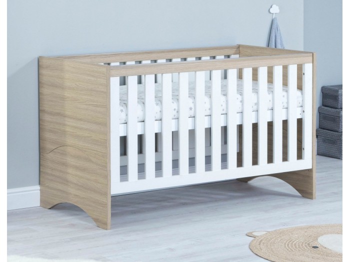 Babymore Veni Cot Bed – Oak White | Baby Snooze