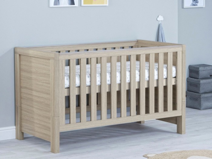 Babymore Luno Cot Bed – Oak | Baby Snooze