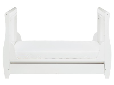 Stella Sleigh Drop Side Cot Bed – White | Babymore