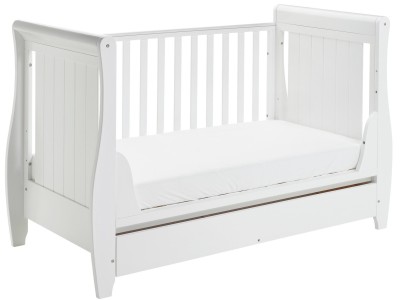 Stella Sleigh Drop Side Cot Bed – White | Babymore