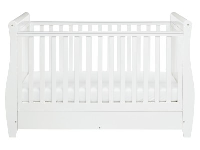 Stella Sleigh Drop Side Cot Bed – White | Babymore
