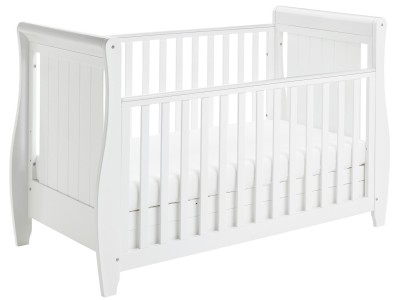 Stella Sleigh Drop Side Cot Bed – White | Babymore
