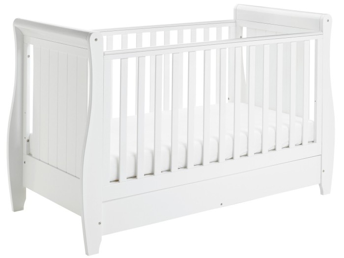 Stella Sleigh Drop Side Cot Bed – White | Babymore