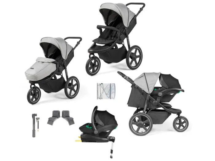 Ickle Bubba Venus Max Jogger Stroller I-Size Travel System with Isofix Base (Stratus)