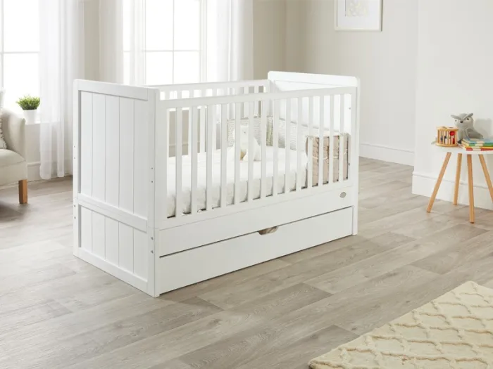 ABI cot bed | White cotbed | toddler bed | cotbed with drawer storage