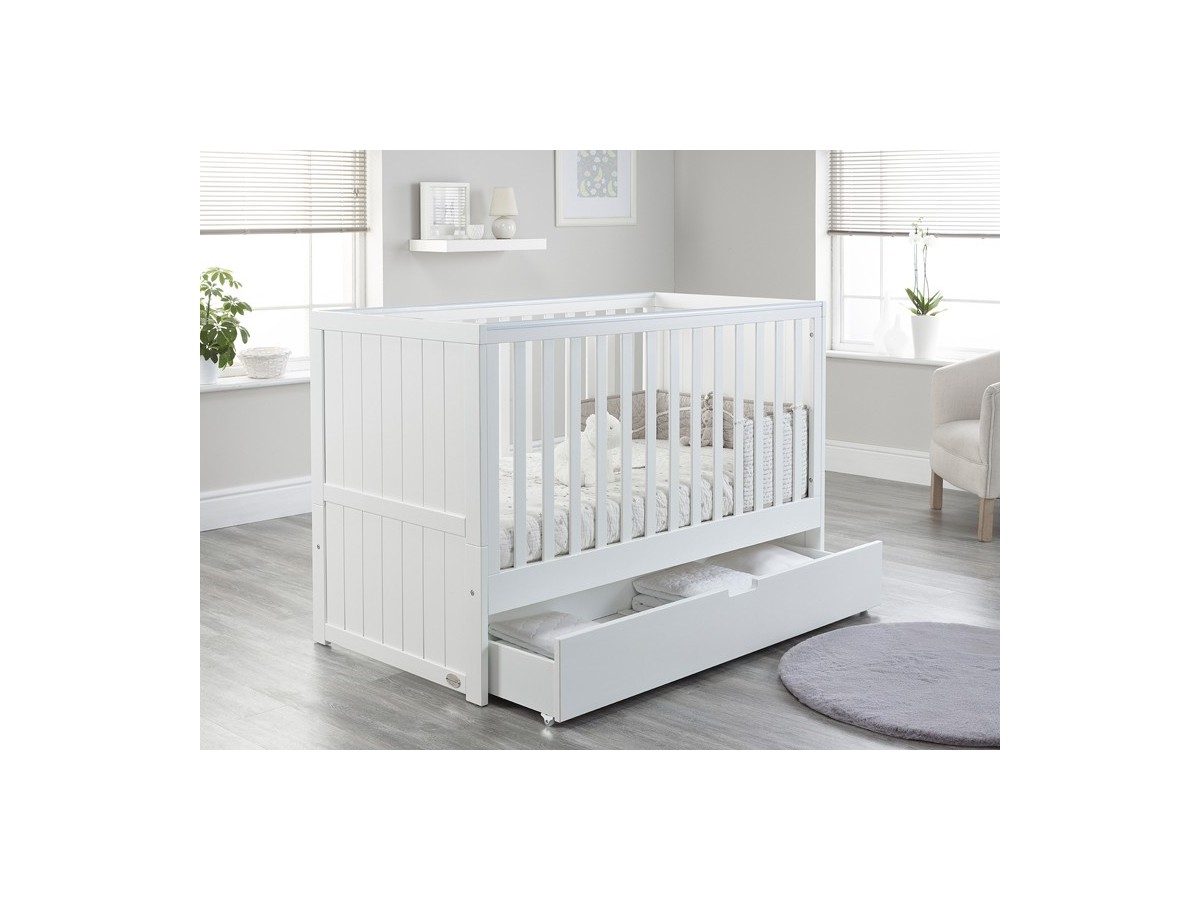 Jo Modern Cot Bed in White Converts to Toddler Bed Frame