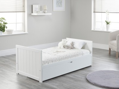 Jo Modern Styled Cot Bed with Drawer - White | Baby Snooze