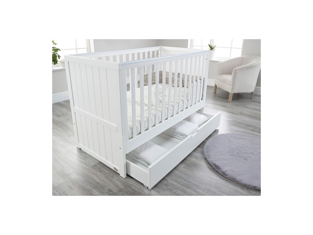 Jo Modern Cot Bed in White Converts to Toddler Bed Frame