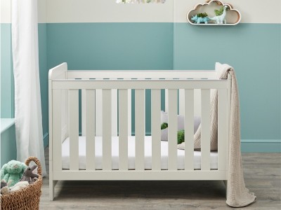 Babymore Caro Mini Cot Bed - White Wash | Baby Snooze