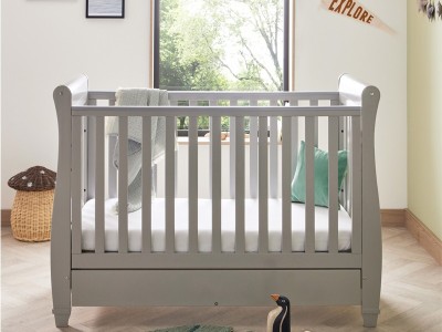Babymore Eva Sleigh Drop Side Cot Bed - Grey | Baby Snooze