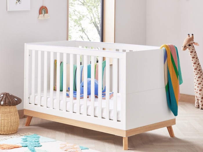 Babymore Mona Cot Bed - White | Baby Snooze