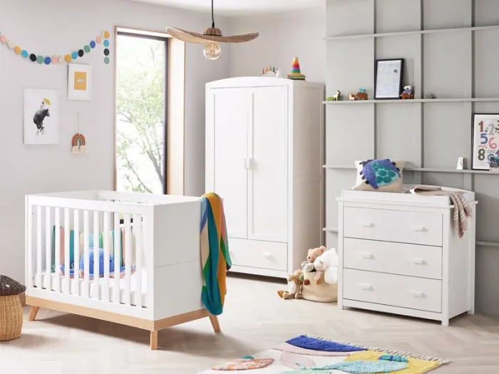 Babymore Mona Mini 3 Piece Room Set - White | Baby Snooze