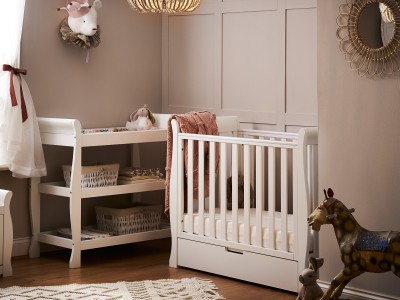 Stamford Space Saver Sleigh 2 Piece Room Set - White | Obaby