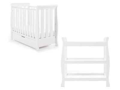 Stamford Space Saver Sleigh 2 Piece Room Set - White | Obaby