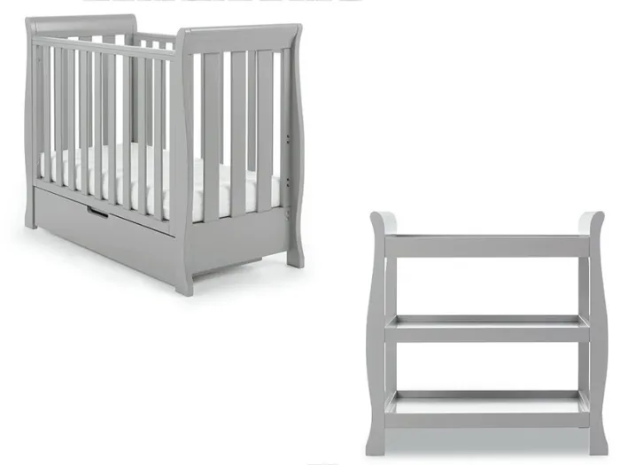 Stamford Space Saver Sleigh 2 Piece Room Set - Warm Grey | Obaby