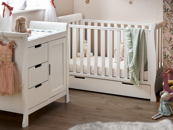 Stamford Mini Sleigh 2 Piece Room Set - White | Obaby