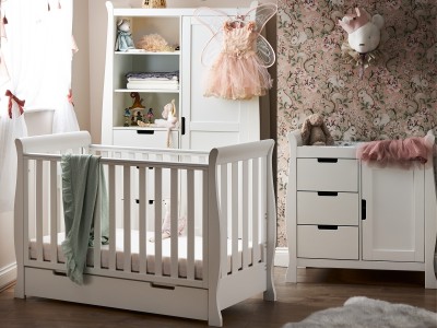 Stamford Mini Sleigh 3 Piece Room Set - White | Obaby